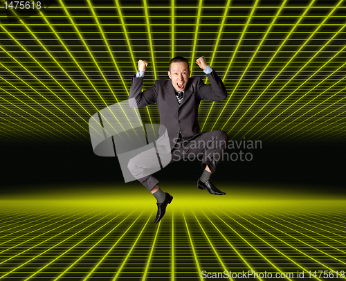 Image of businessman in fantastic place