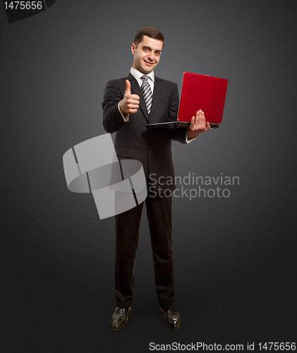 Image of businessman with laptop shows well done