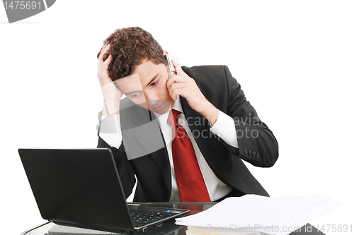 Image of worried businessman on the phone, unhappy businessman