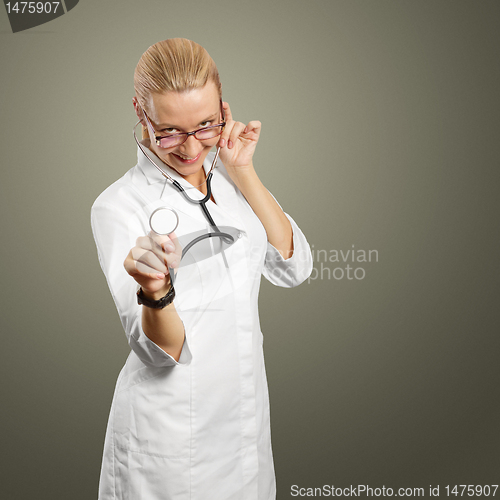 Image of young doctor woman with stethoscope