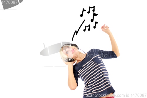 Image of girl hearing music