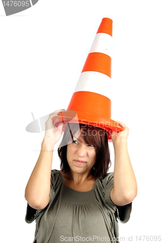 Image of girl with traffic cones