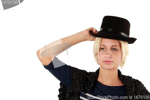 Image of blond girl with hat