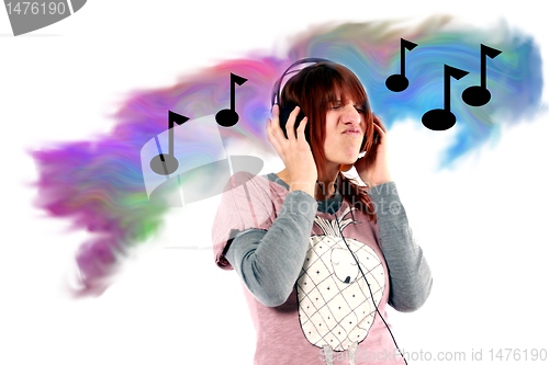Image of girl hearing music