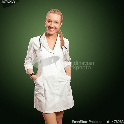 Image of young doctor woman with stethoscope