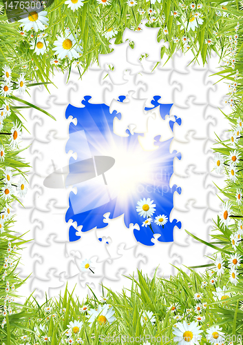 Image of white puzzles with camomiles