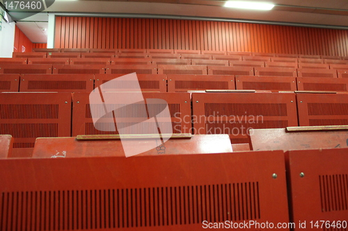 Image of red university lecture hall