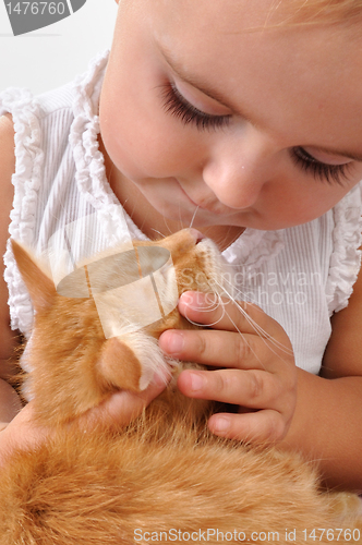 Image of child playing with a kitten