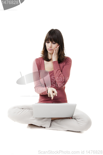 Image of Beautiful woman with laptop
