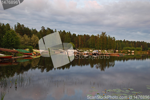 Image of Midnight colours of Hankasalmi boat station at lake Kuuhankavesi