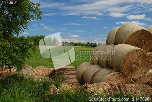 Image of Meadows of Eastern Finland with Lonely ortodox church 