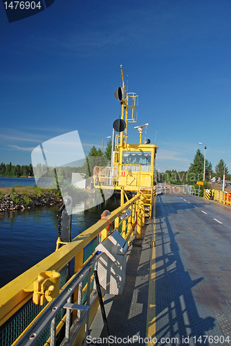 Image of The Alassalmi Ferry before departure on lake Oulujarvi in Finlan
