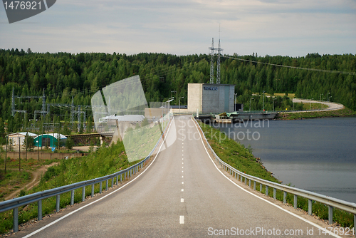 Image of Road via Vanttauskoski hydroelectric plant in northen Finland