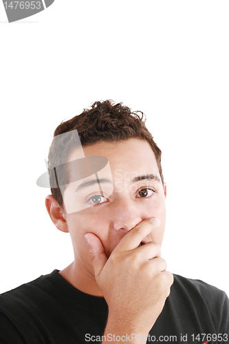 Image of young amazed man portrait isolated on white background 