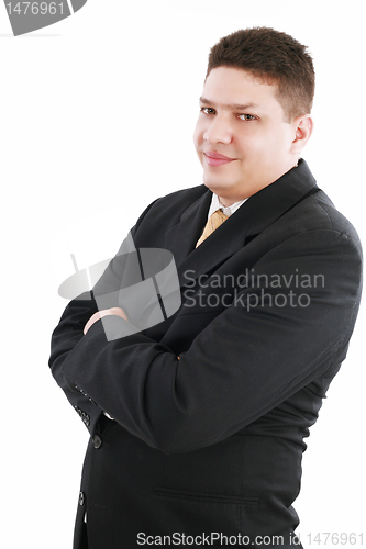 Image of closeup portrait of businessman isolated on white background