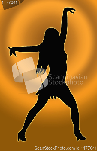 Image of Gold Circle Back Dancing Girl Spread Arms Pose