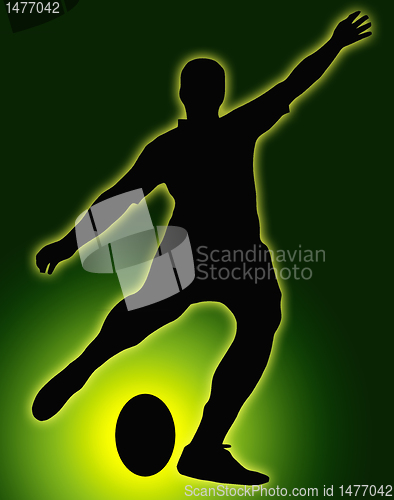 Image of Green Glow Ball Sport Silhouette - Rugby Football Kicker