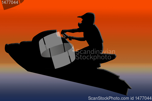 Image of Sunset Back Jet-ski Racer Jumping