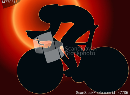 Image of Sunset Back Sport Silhouette - Bicycle Racer