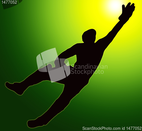 Image of Green Gold Back Sport Silhouette Wicket Keeper Dive