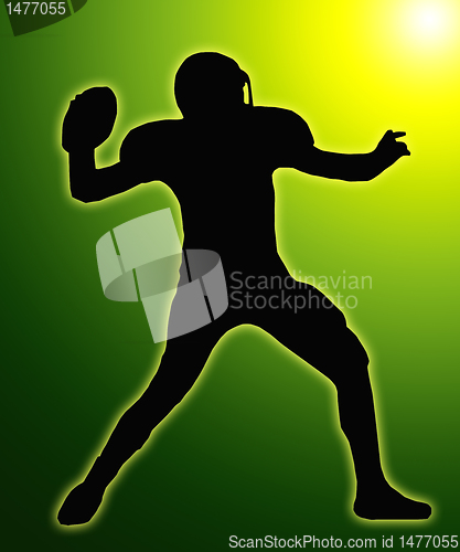 Image of Green Glow Silhouette American Football Quarterback Throw