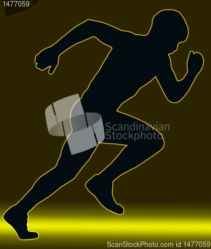 Image of Green Gold Glow Sport Silhouette - Male Sprint Athlete