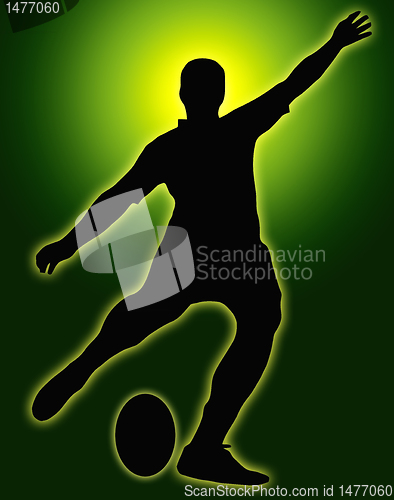 Image of Green Glow Sport Silhouette - Rugby Football Kicker