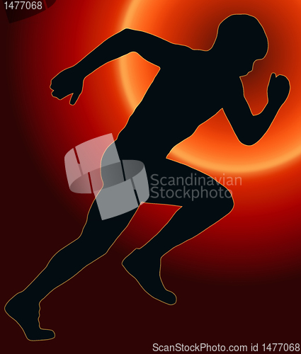 Image of Sunset Back Sport Silhouette - Male Sprint Athlete