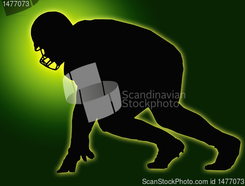 Image of Green Glow Silhouette American Football Player Scrimmage