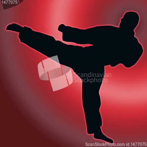 Image of Red Back Sport Silhouette - Karate Kick