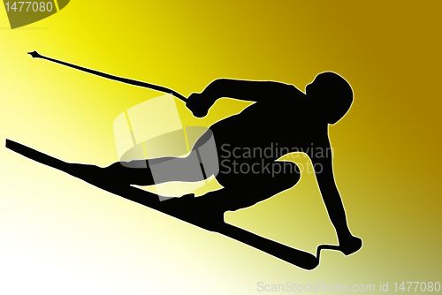 Image of Gold Back Sport Silhouette - Speeding Skier