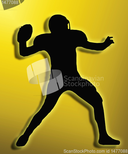Image of Golden Back Silhouette American Football Quarterback Throw