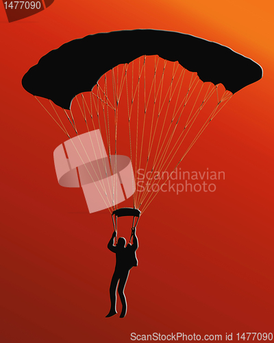 Image of Sunset Back Sky Diver with parachute