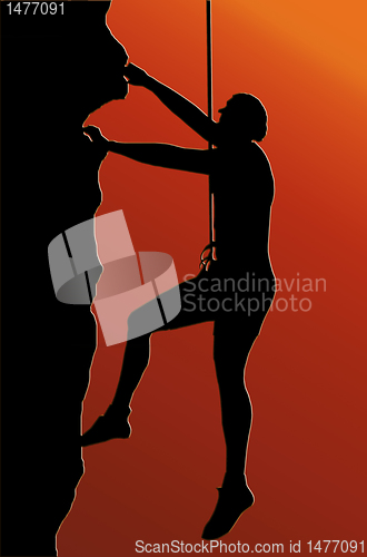 Image of Sunset Back Abseiling Man