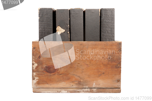 Image of Old Wood Box With Player Piano Rolls