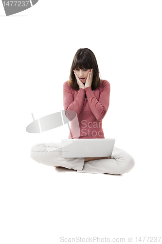 Image of Beautiful woman with laptop