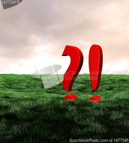 Image of 3d question mark meadow