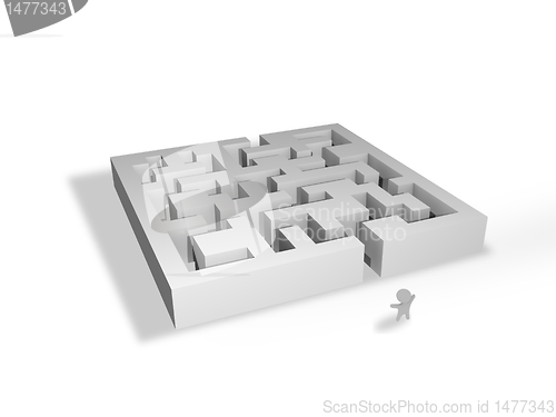 Image of 3d labyrinth with clueless guy