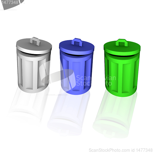 Image of 3d colorful trash can symbols