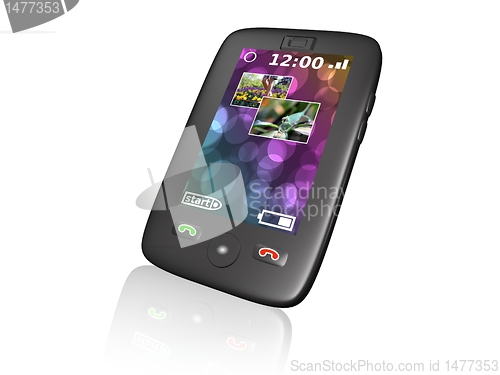 Image of 3d smartphone with reflection
