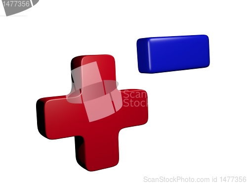 Image of plus and minus 3d symbols