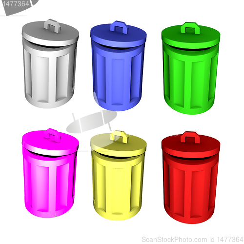 Image of 3d colorful trash can symbols