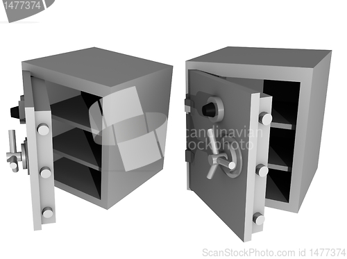 Image of two money safes in 3d