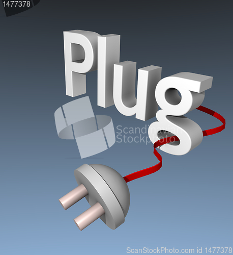 Image of 3d  text with electricity plug 