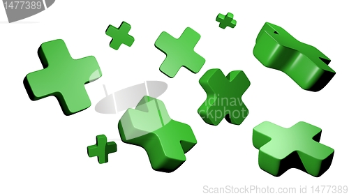 Image of green 3d plus symbols