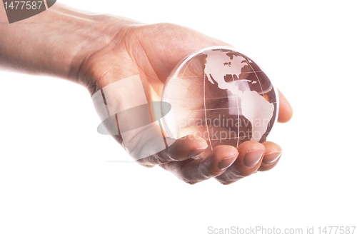 Image of globe in hand