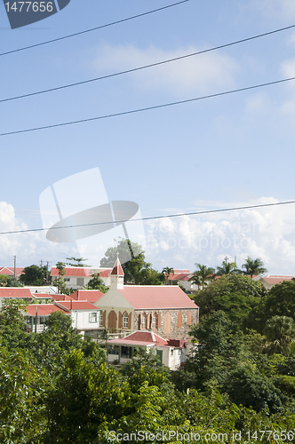 Image of village with church Saba Dutch Caribbean Netherlands Antilles