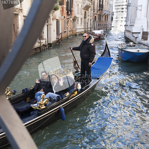 Image of Happy couple in a gondola