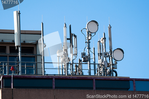 Image of Communication satellite dishes and aerials