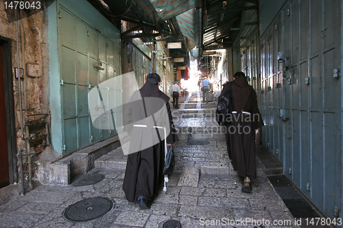 Image of Monks on the street of Jerusalem